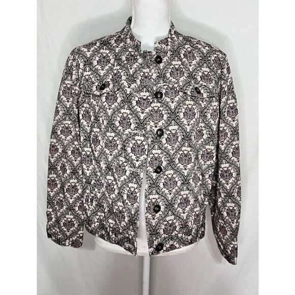 Charter Club Blazer Jacket Womens Petite Large Tapestry Floral Buttons Pockets - Picture 1 of 6